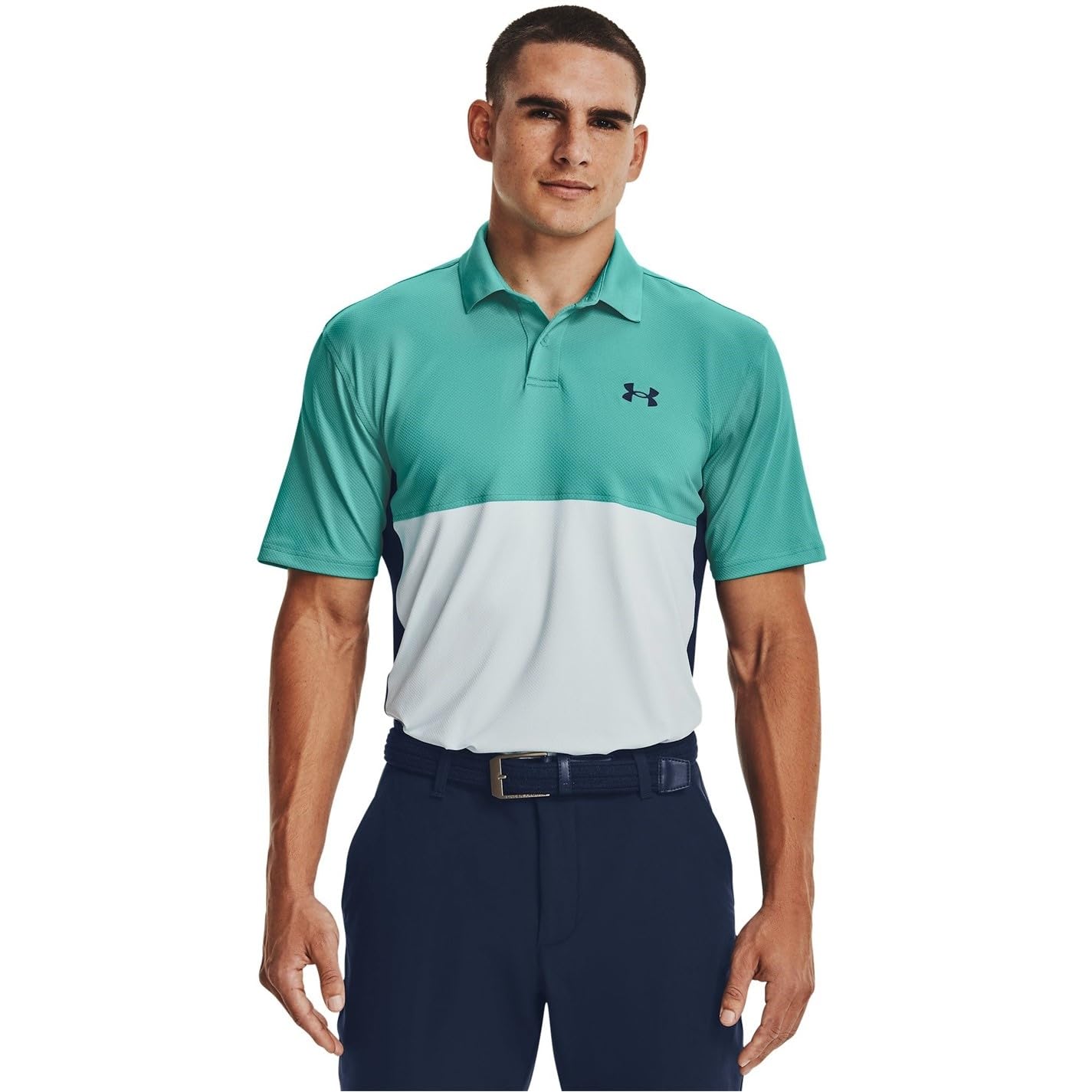 Under Armour Men's Performance Blocked Golf Polo, Neptune (369)/White, 4X-Large