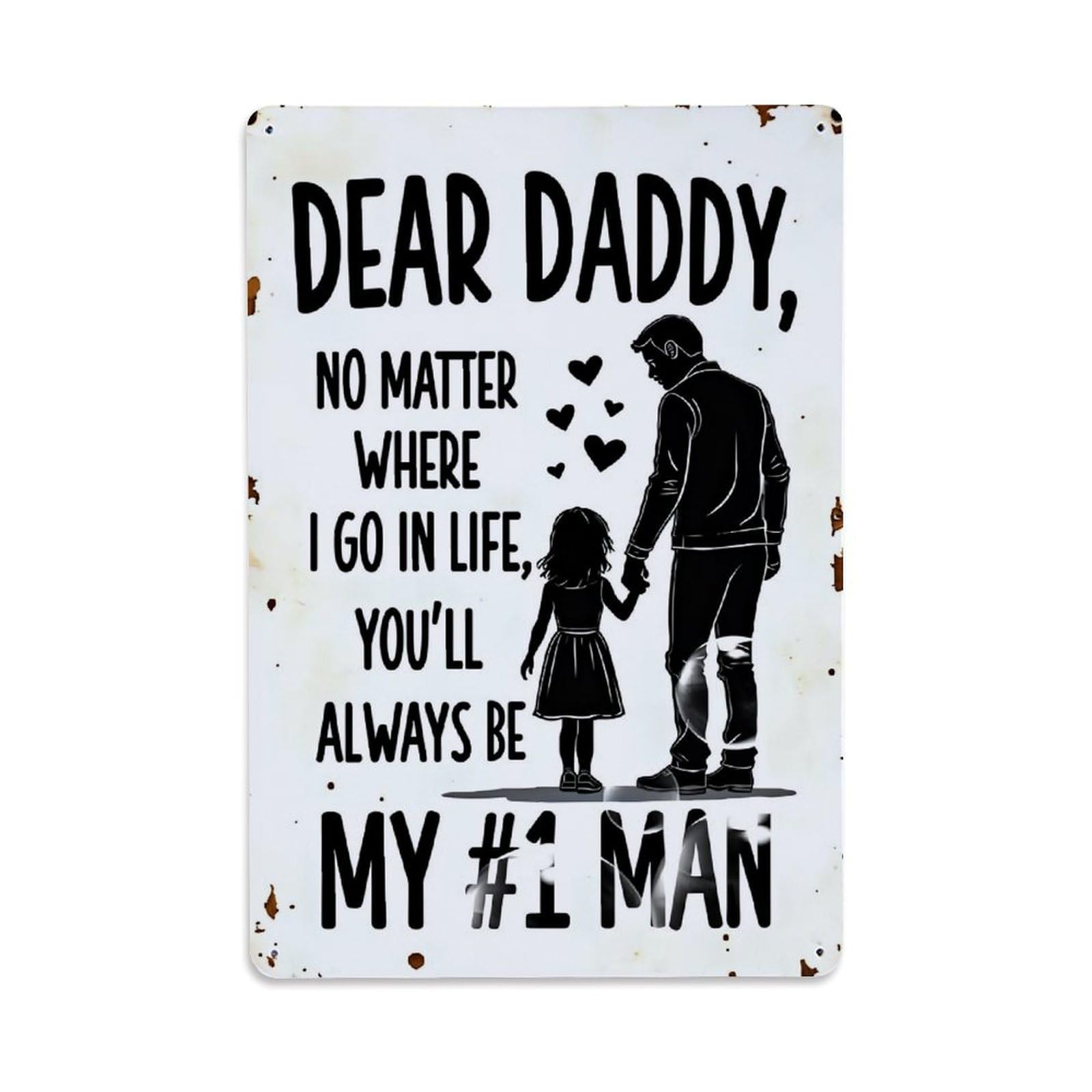 Jdfenggu Vintage Dear Daddy My Number One Man Retro Metal Tin Sign, Metal Poster For Bar, Home, Man Cave, Kitchen, Laundry Room Art Decor 8X12 Inch