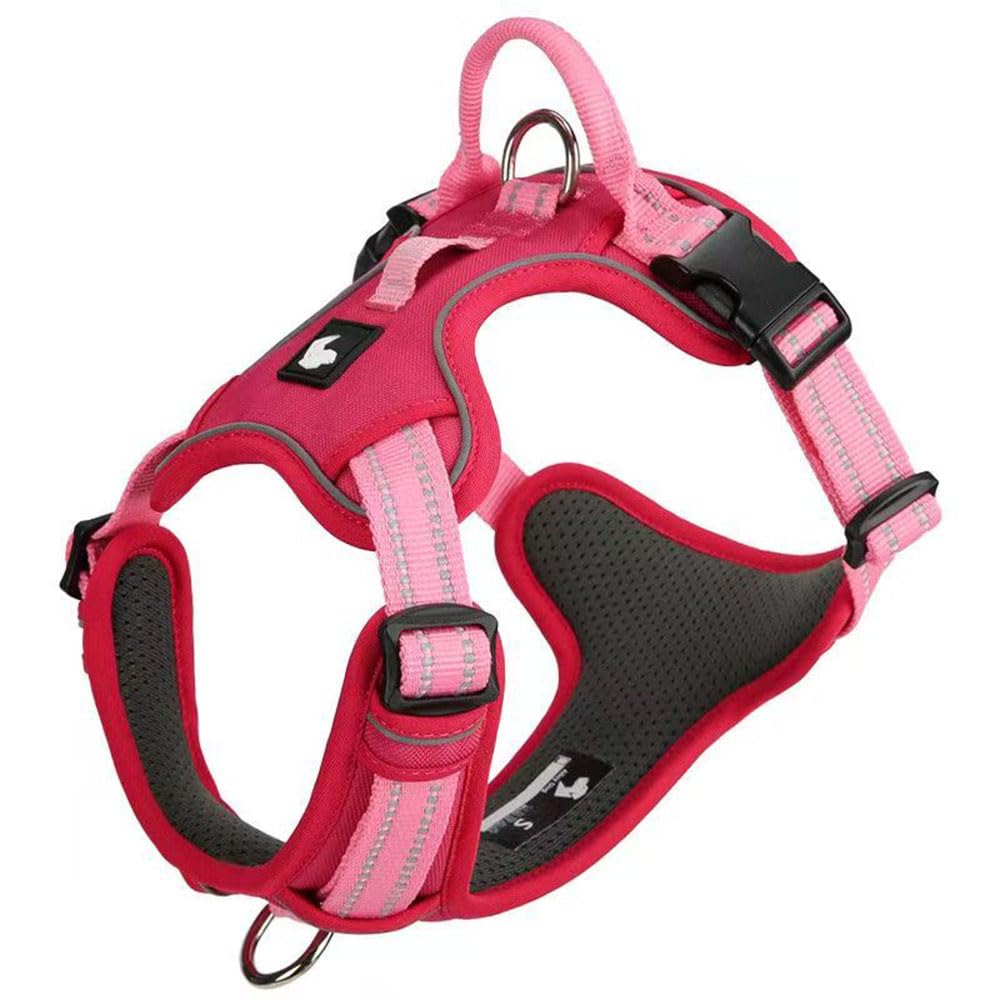 Pettorina anti-tiro per Giant Schnauzer, con maniglia, pettorina riflettente regolabile in stile gilet, tessuto a rete traspirante e morbido red XS