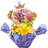 バルーンフラワー プリンセス ディズニー ギフト 生花 フラワーアレンジメント 季節の旬なお花を使ったおまかせバルーンフラワーアレンジメント 誕生日 結婚記念日 お祝い 開店祝い 母の日 花 プレゼント (プリンセス(明るい感じ))
