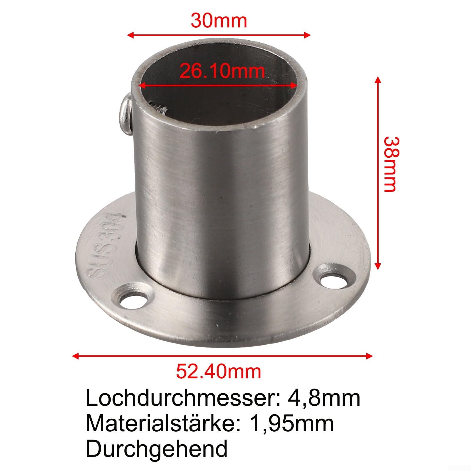 Bride d'ancrage murale en acier inoxydable poli pour fixation de tubes ronds avec vis de verrouillage en toute sécurité (25 mm)