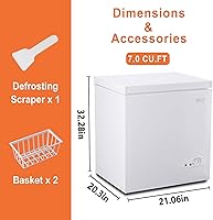 Vista 2 de Krib Bling - Congelador compacto de 7.0 pies cúbicos con cesta extraíble, congelador independiente con puerta superior abierta con ajuste