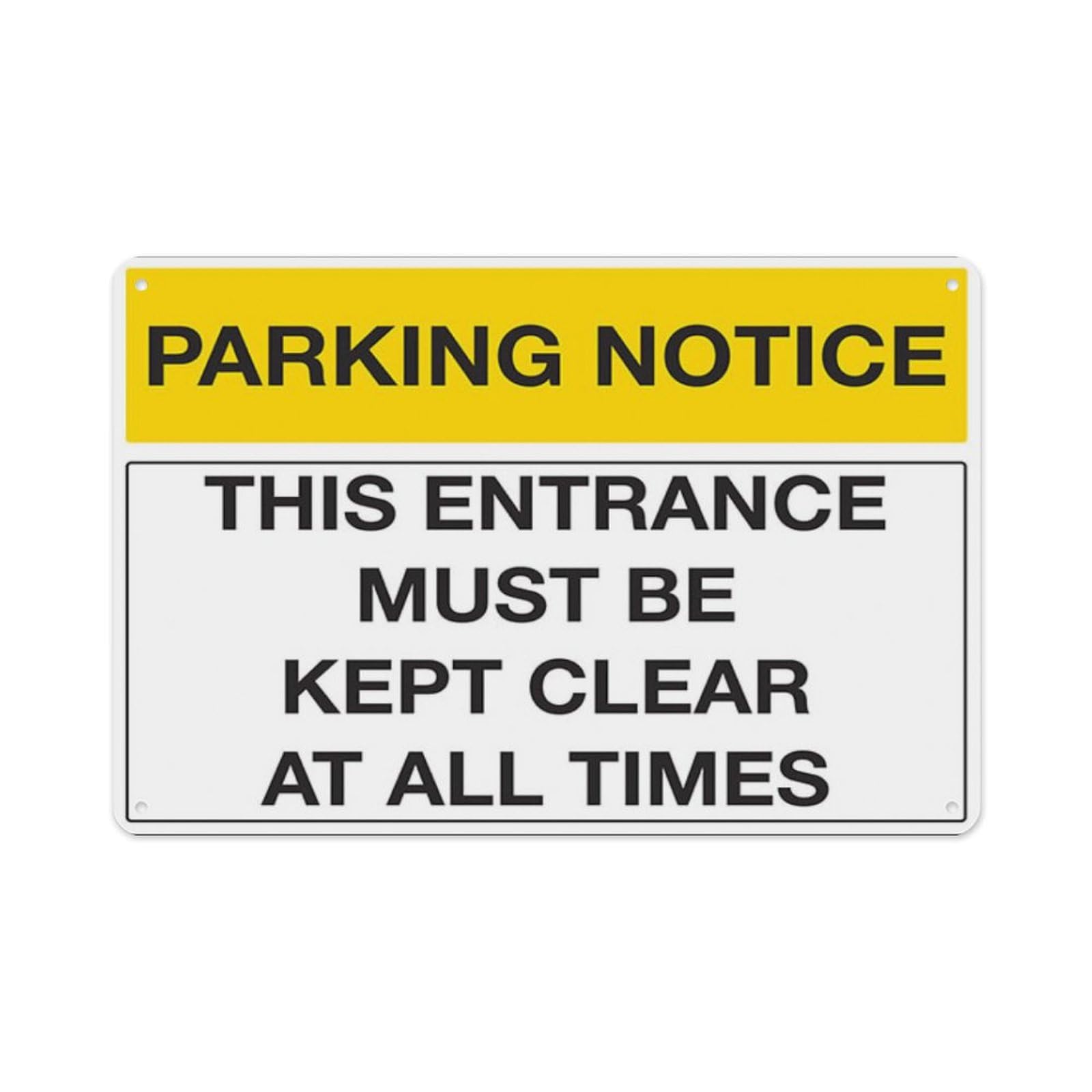peiyeety Parking Notice - This Entrance Must Be Kept Clear At All Times Aluminum Tin Warning Signs For Home Outdoor Garden 8X12 Inches