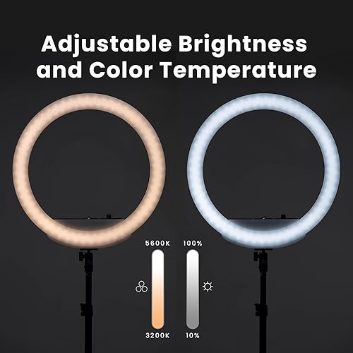 Miniatura 3 de Lume Cube Anillo de luz LED para teléfonos inteligentes y cámaras, luz circular de 18 pulgadas con soporte, soporte para teléfono y soporte para