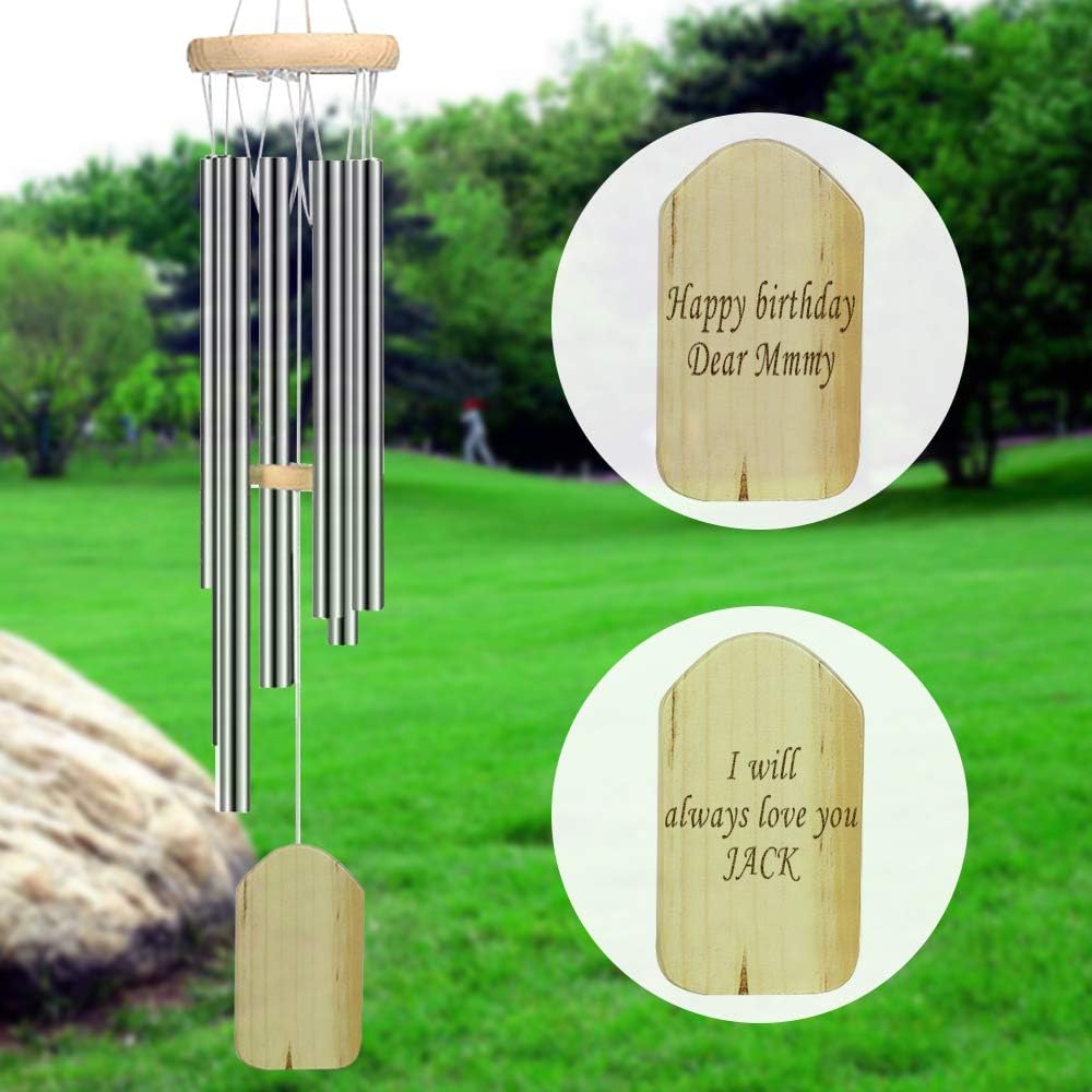 Personalized Woody Wind Chimes Outdoors or Indoors, Laser Engraved Wind