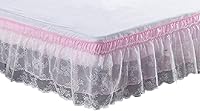 Vista 6 de Falda de cama de encaje envolvente Falda de cama con volantes Cubierta de polvo Funda de cama con volantes
