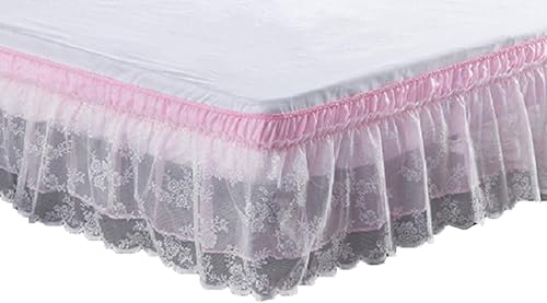 Miniatura 6 de Falda de cama de encaje envolvente Falda de cama con volantes Cubierta de polvo Funda de cama con volantes