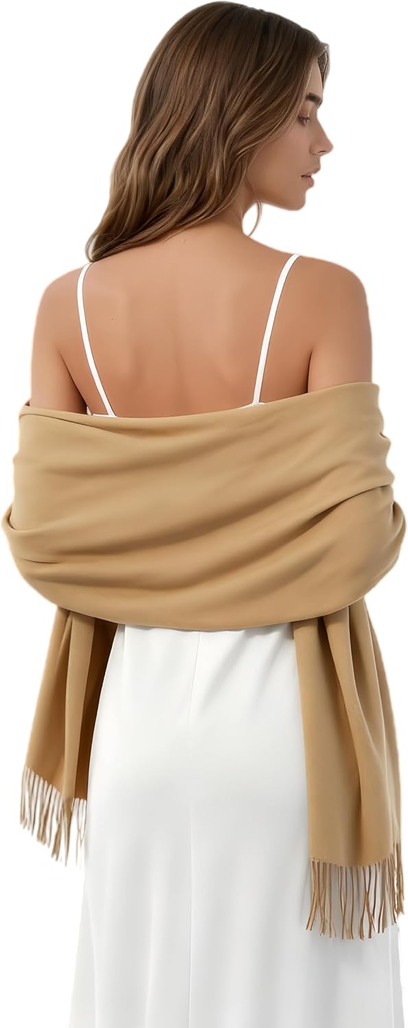 Winter Scarf for Women - Soft Warm Pashmina Shawl Wrap, Lightweight Fashion Blanket Travel Shawl, Solid Color Scarf - Image 7