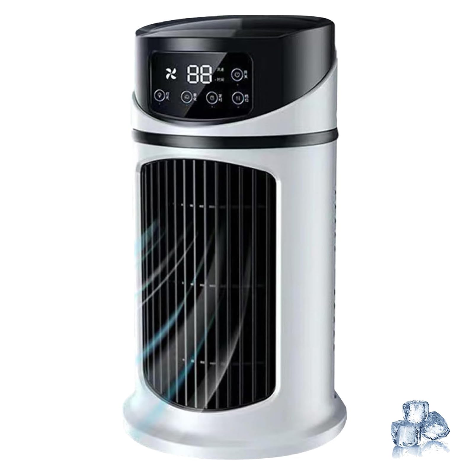 Vibe2Go Portable Air Conditioner, Small Tower Fan, Evaporative Air Cooler, 9.5'' Tall Quiet Misting Fans, Cooling Fan with 6 Speed, 6h Timer with 300ml Water Tank, For Home Office Bathroom
