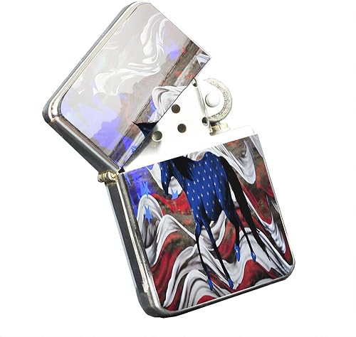 Caballo Mustang Bandera Americana – Plata cromado bolsillo Lighter por elementos de espacio