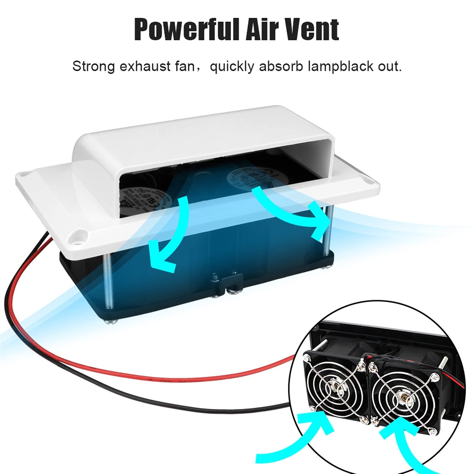 Ventilador Extractor Ventilación de ventilación de ventilación de ventilación de aire de caravana Ventilador de escape con red de protección de acero inoxidable for camper Trailer Motorhome Yacht Acce