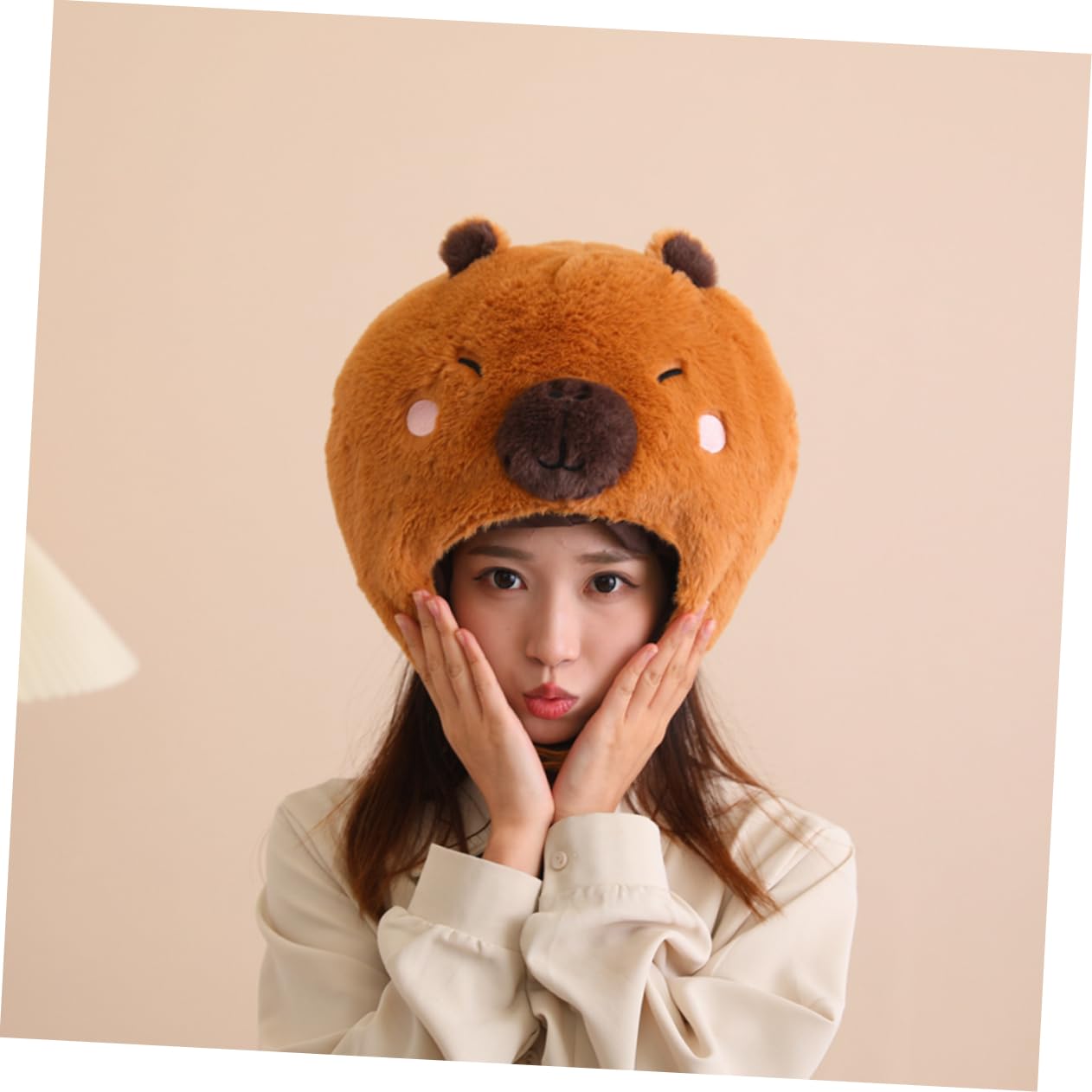 Zerodeko Sombrero De Capibara Divertido Para Fiestas Disfraces y Espectáculos Sombrero De Peluche Forma De Capibara Accesorio Para Fotos y Eventos