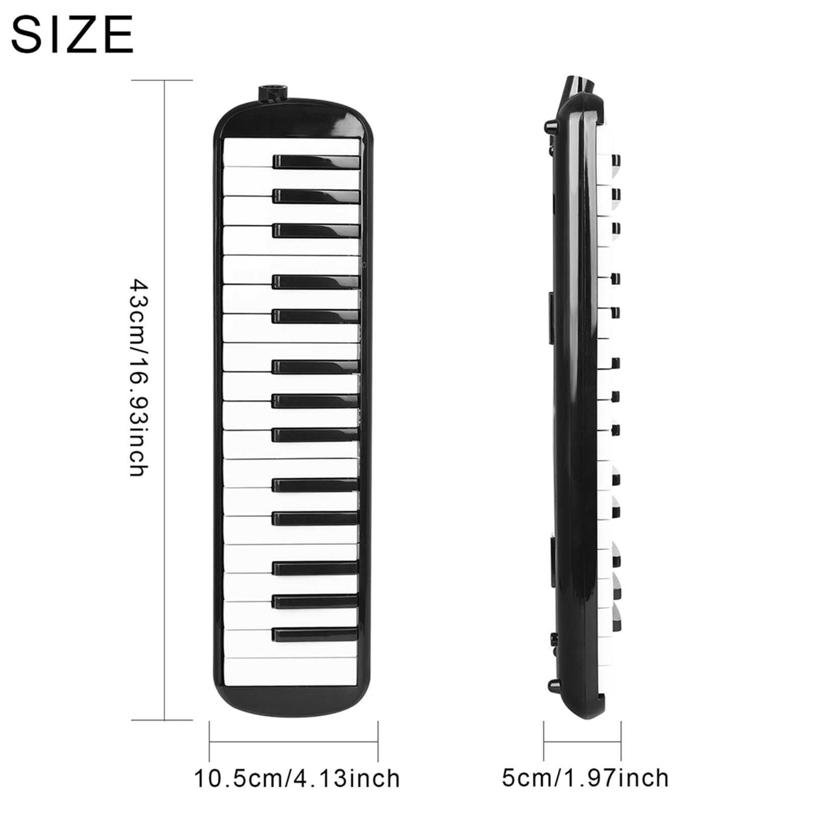 Cryfokt Strumento Melodica a 32 Tasti, Tastiera Soprano Melodica Air Piano con 2 Tubi, 2 Bocchini e Custodia Rigida in EVA, per Principianti e Musicisti Professionisti (BLACK)