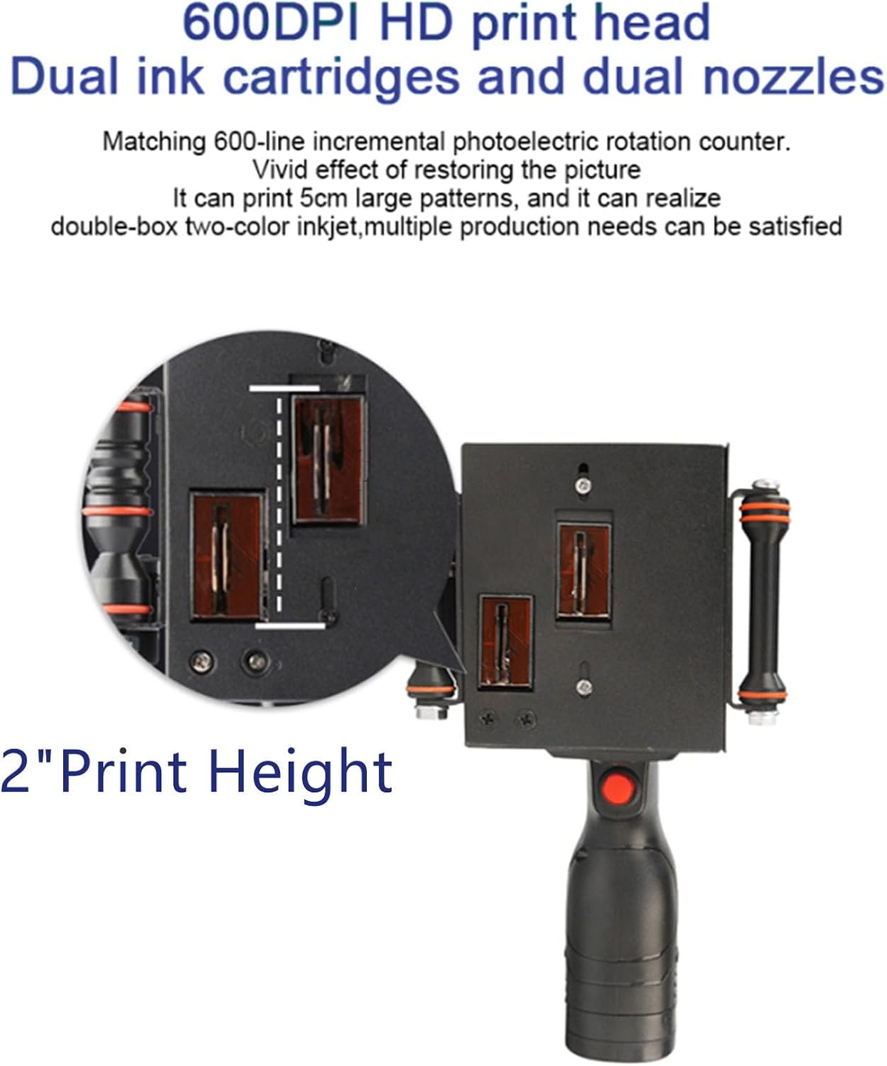 Eurannit E50 dual nozzle print head with 2 inch print height