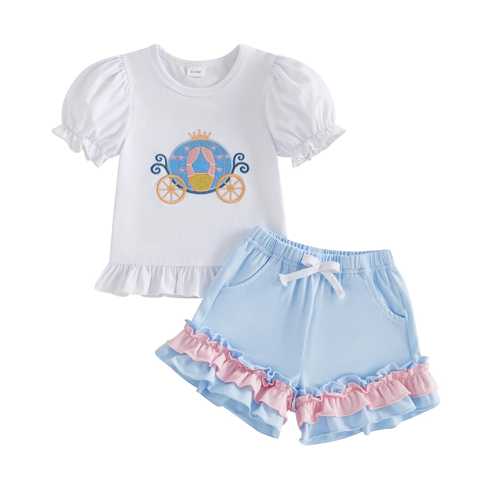 Toddler Baby Girl Summer Clothes Short Sleeves T-Shirt Tops and Ruffled Shorts Set Cute Summer Outfits 2Pcs