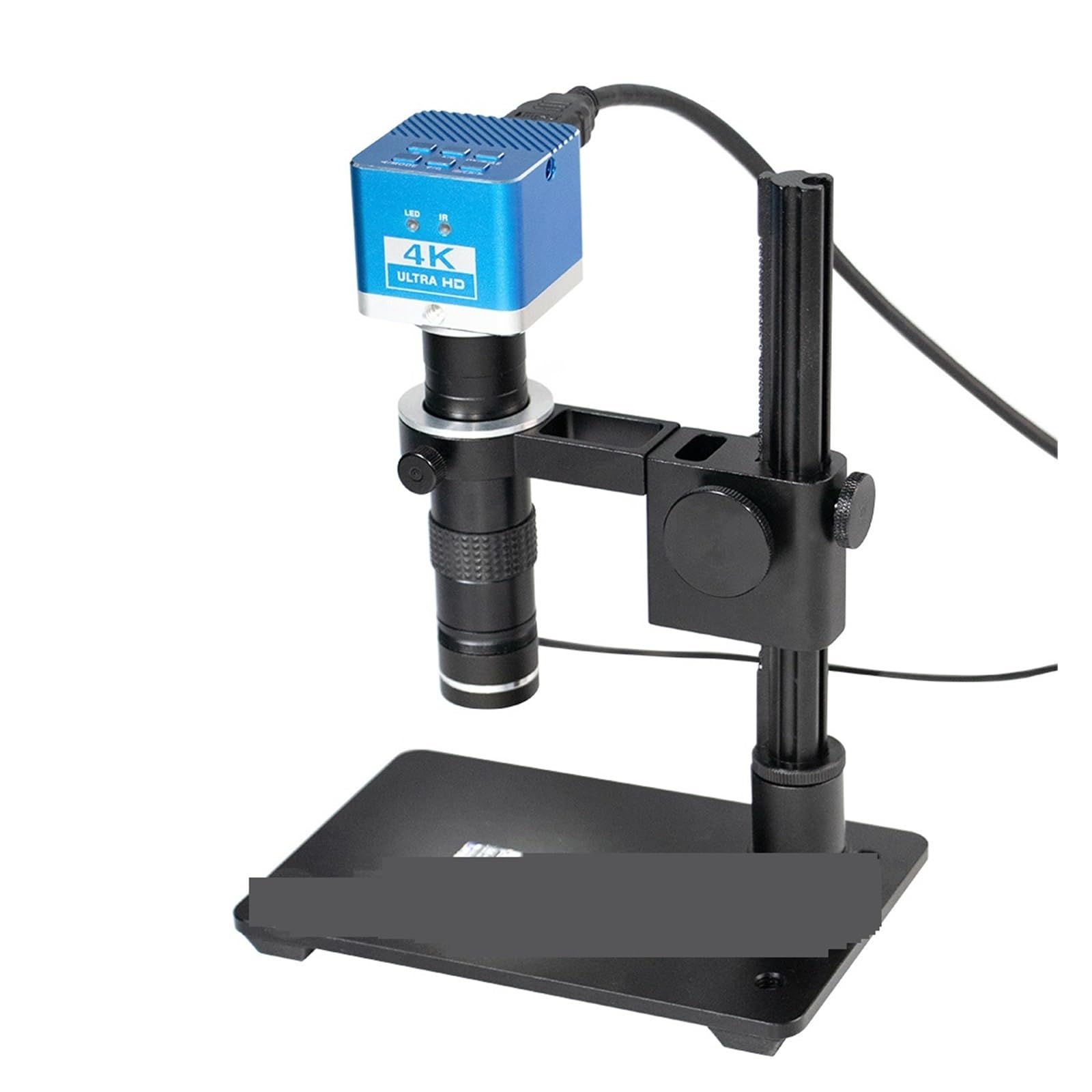Lente de Microscopio, 4K 2K 1080P 51MP Laboratorio de Video Industrial VGA USB Microscopio Cámara Zoom 130x C-Mount Lente Anillo luz LED for reparación PCB teléfono(Style B-4k)