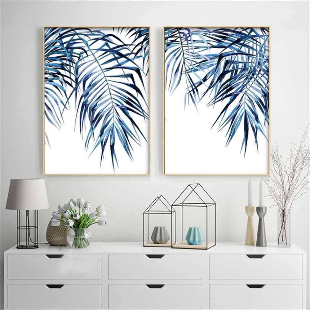 WUHBCZ Art Decor,Modern Wall Art Canvas Painting Pictures Palm Leaf Nordic Posters and Prints for Living Room Bedroom Kitchen Home Wall Decor Artwork-30 * 50cm*2PCS (No Frame)