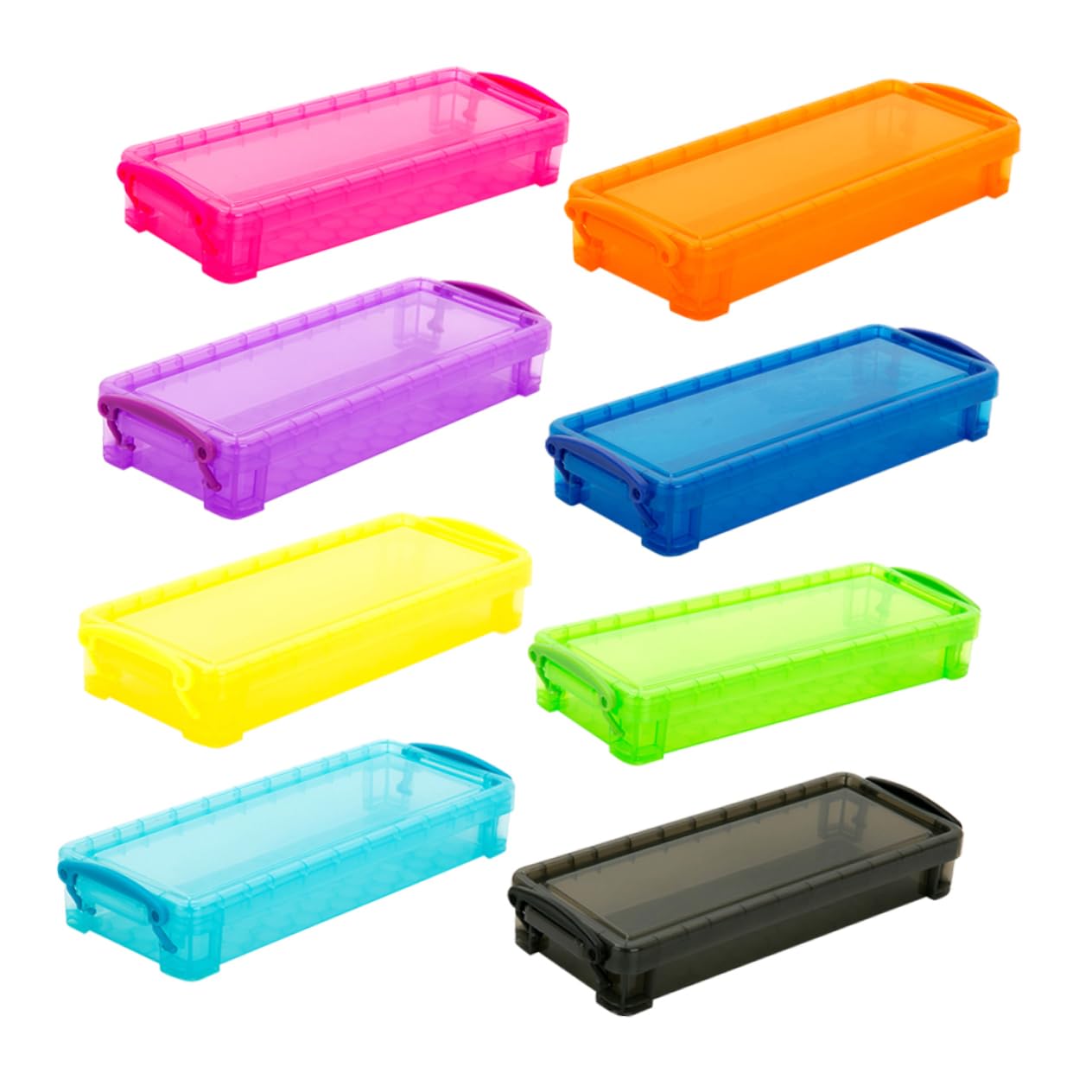 8pezzi Scatola Portapenne in Plastica Organizer Per Matite e Penne Scatola Per Cancelleria Leggera e