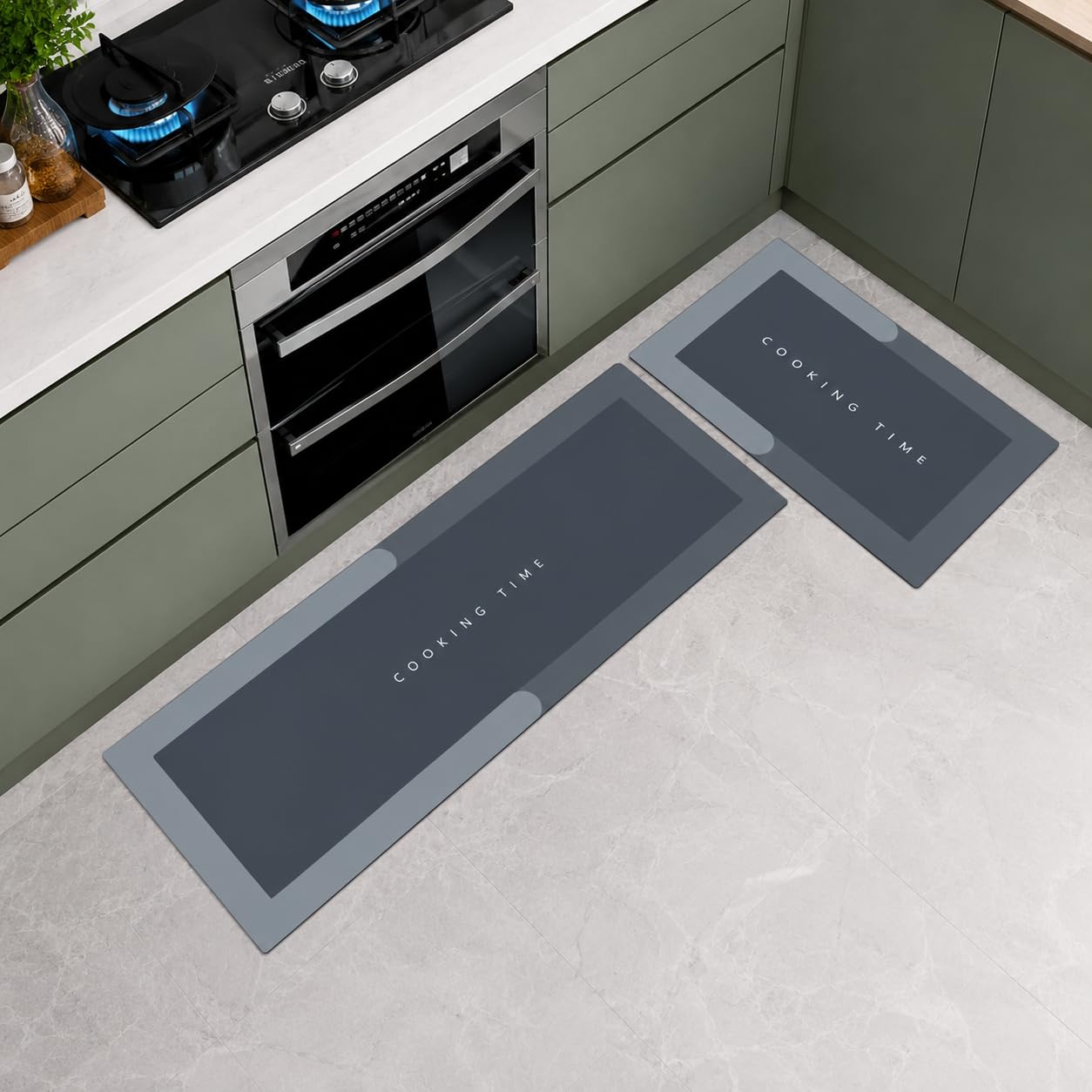 Rubber Kitchen Mats,Kitchen Anti-Fatigue Floor Mat Set-2 Pcs,120 cm x 40 Cm and 60 Cm x 40 Cm, Non-Slip Waterproof-Multi Color