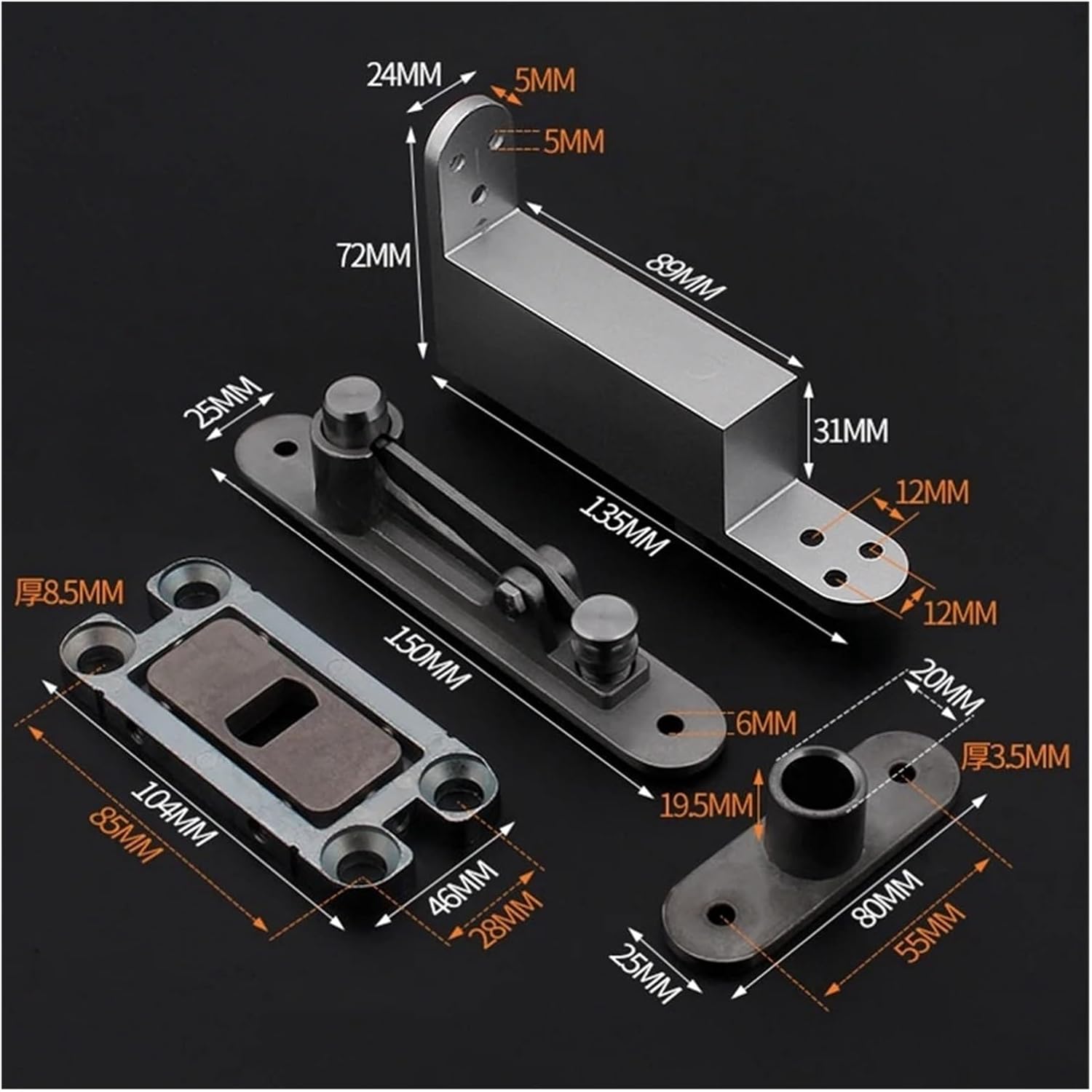 Metal Heavy Adjustable Door Hinges Buffer Soft Close Invisible Door Pivot Hinges, Install Up and Down