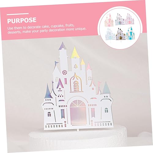 Miniatura 6 de BESTOYARD 6 piezas de inserción de pastel de castillo, suministros de fiesta de cumpleaños, decoración de cumpleaños, decoración de boda, tazas de