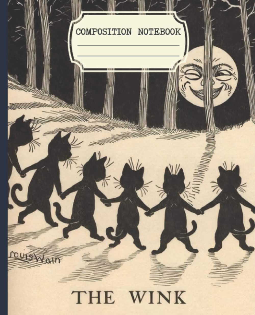 Composition Notebook The Wink: Vintage Aesthetic College Ruled With Louis Wain Cats Cover Design