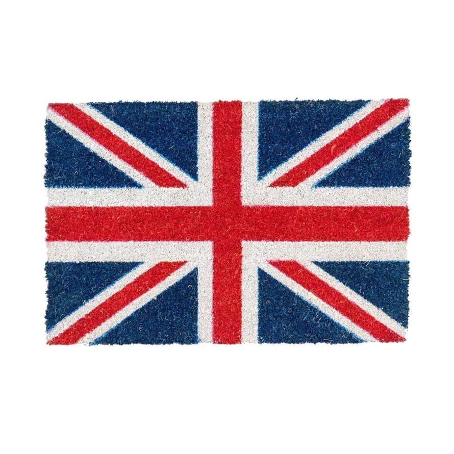 Paillasson en fibre de coco Motif Union Jack 60 x 40 cm Bienvenue élégant et moderne pour intérieur/extérieur, porte d'entrée/entrées. Tapis de bienvenue...