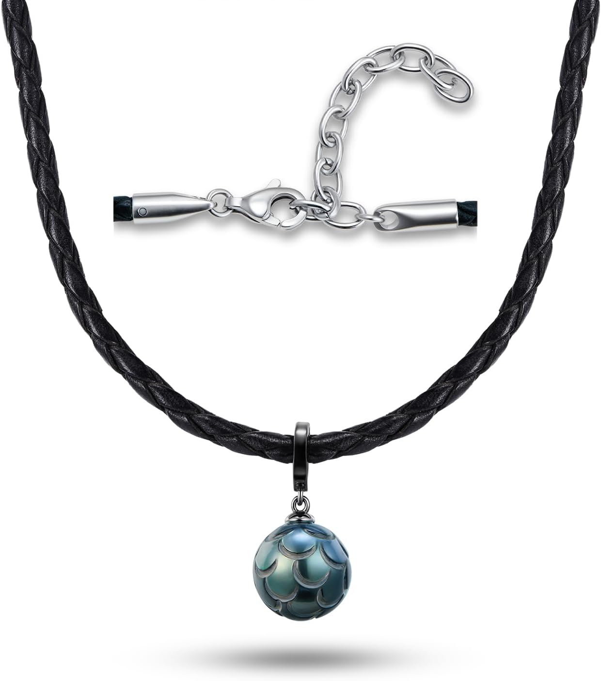 12-13mm Hand-Carved Seawater Tahitian Black Pearl Necklaces for Women - Genuine Braided Leather Choker Necklace - Wedding Anniversary Mother Day Birthday Gift for Wife Mom Women