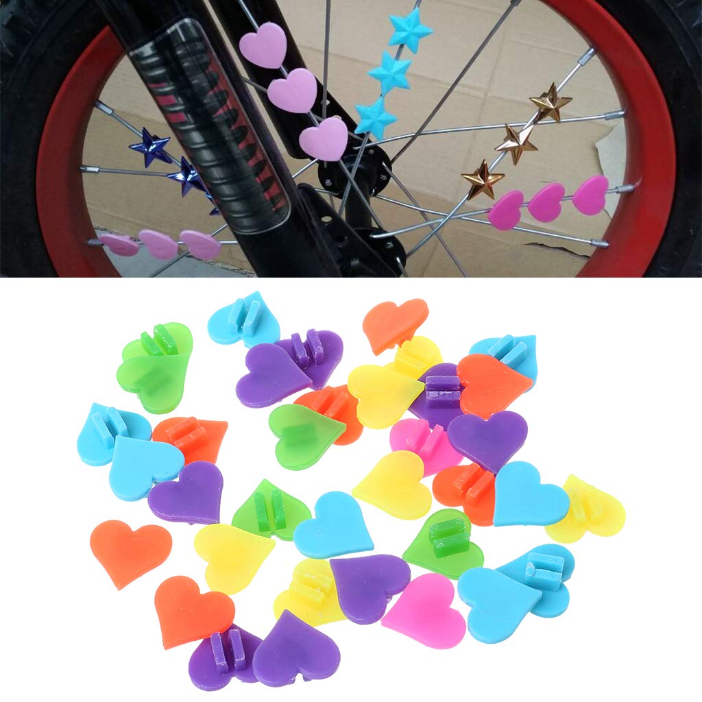 Forgun 1 Bag Bicycle Spoke Beads Decoration Colorful Heart Shape Kids Bike Wheel Clip