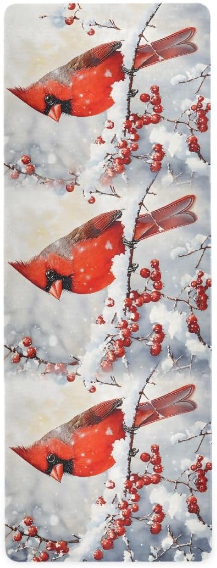 ALAZA Beautiful Red Cardinal Yoga Mat Non Slip Fitness Exercise Mat, Workout Mat for Yoga, Pilates and Floor Exercises