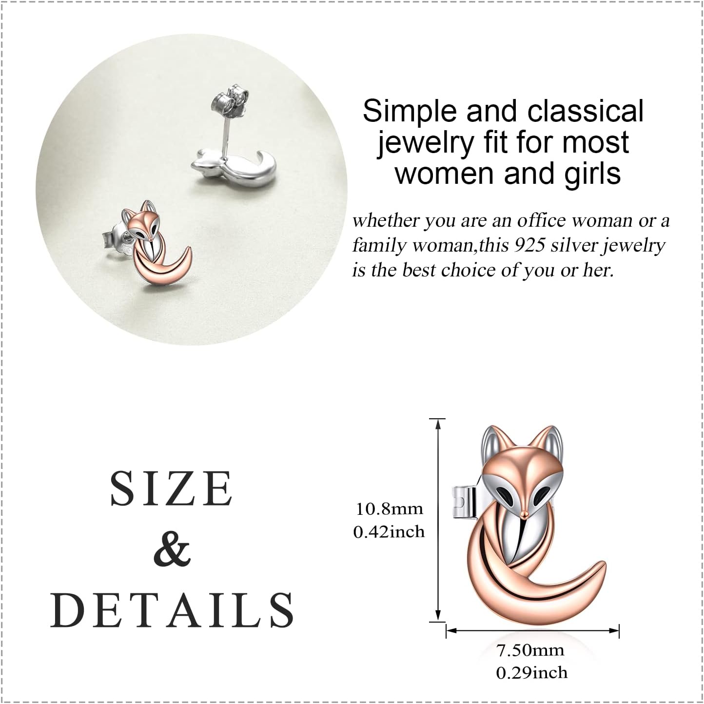 Bee/Cat/Owl/Horse/Rabbit/Fox/Bunny/Pony Earrings 925 Sterling Silver Lucky Cute Animal Stud Earrings Jewelry Gifts for Women Mom Mother Girls