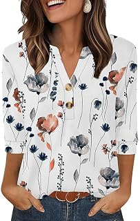 Womens Tops 3/4 Sleeve Henley Shirts for Women Fall Fashion 2025 School Outfits for Teachers