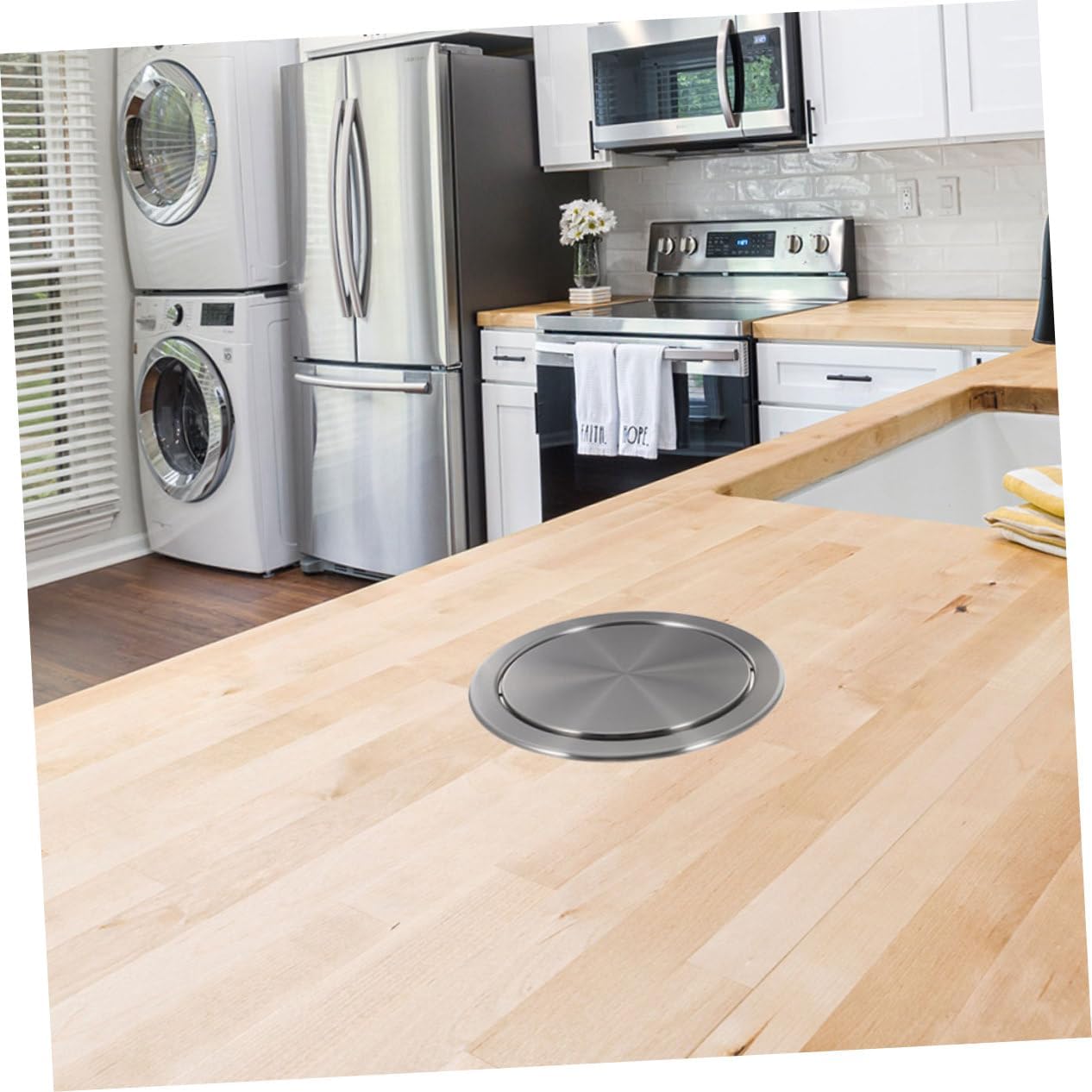 KICHOUSE Waste Bin Lid Stainless Steel Trash Can Office Kitchen Garbage Can Cover Easy to Clean