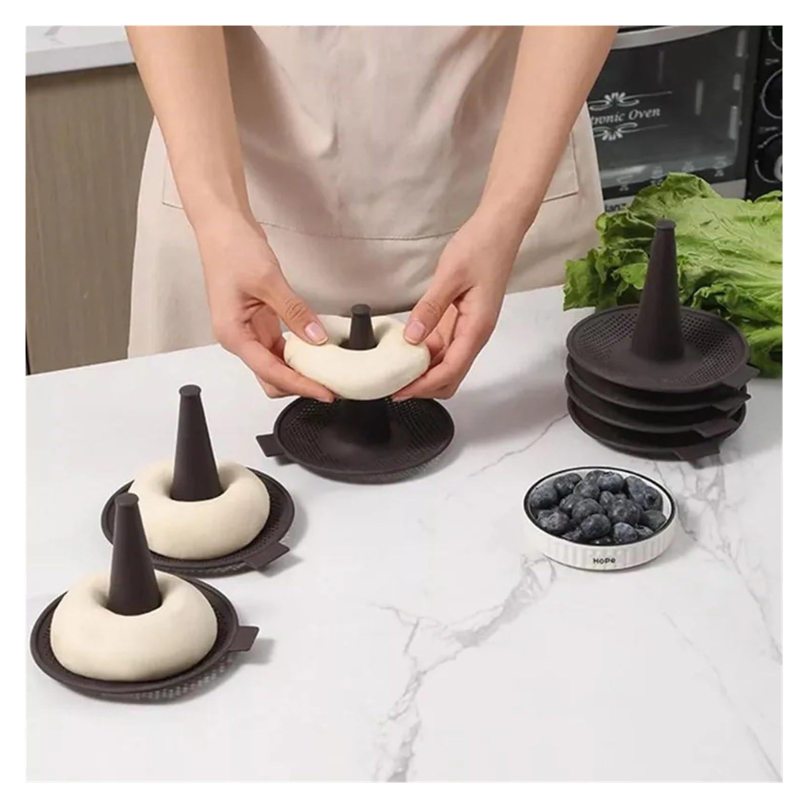 2/4/6 pièces Moules À Gâteaux Pain Donut Outil Moule À Donuts for La Cuisson De Donuts Moule En Silicone Moules À Pâtisserie for Bagel et Moules À Gâteaux De Donuts(20pcs)