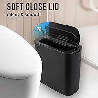 Vista 5 de Cesun Cubo de basura negro con sensor de movimiento automático para baño con tapa, cubo de basura sin contacto de 2.6 galones, cubo de basura