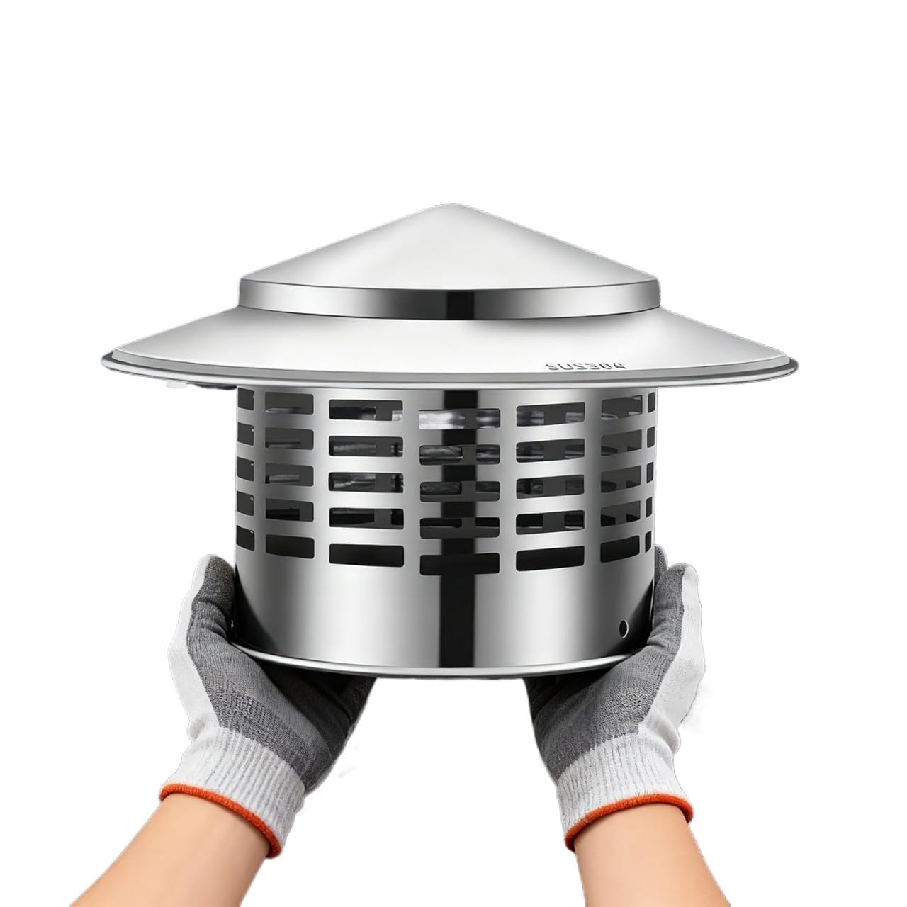 304 Stainless Steel Round Chimney Caps 4.4in 6.3in 7.9in 9.8in, Tapered Top Chimney Cap with Mesh Screen(1.6in)