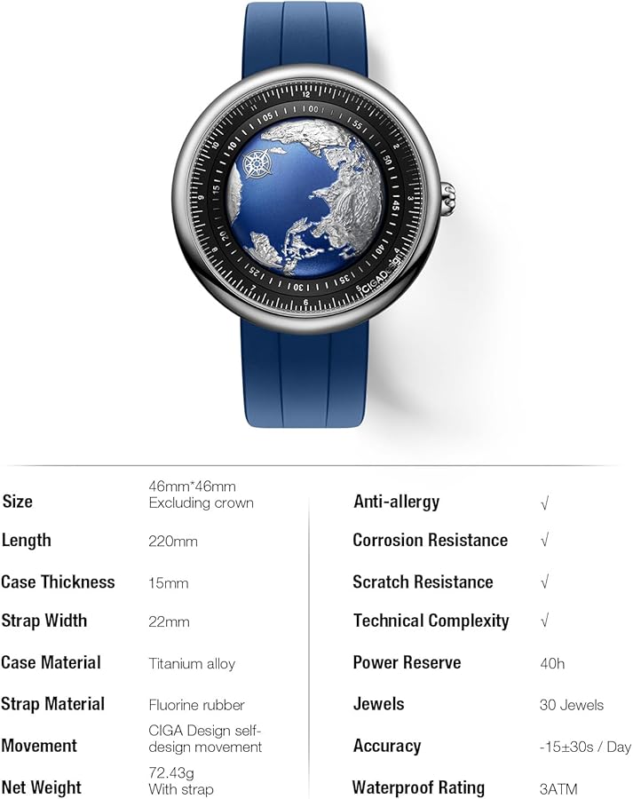 Amazon.com: CIGA Design Mechanical Automatic Watch Blue Planet U