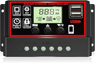 [Upgraded] Skypearll Solar Charge Controller 30A, 12V/24V Intelligent Battery Regulator for Lead Acid & Lithium Battery with LCD Display with 3A USB Port (30 AMPERE – Black)