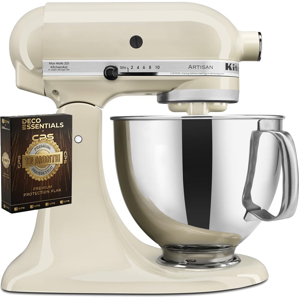 KitchenAid Artisan 5-Quart Tilt-Head Stand Mixer in Almond Cream Bundle