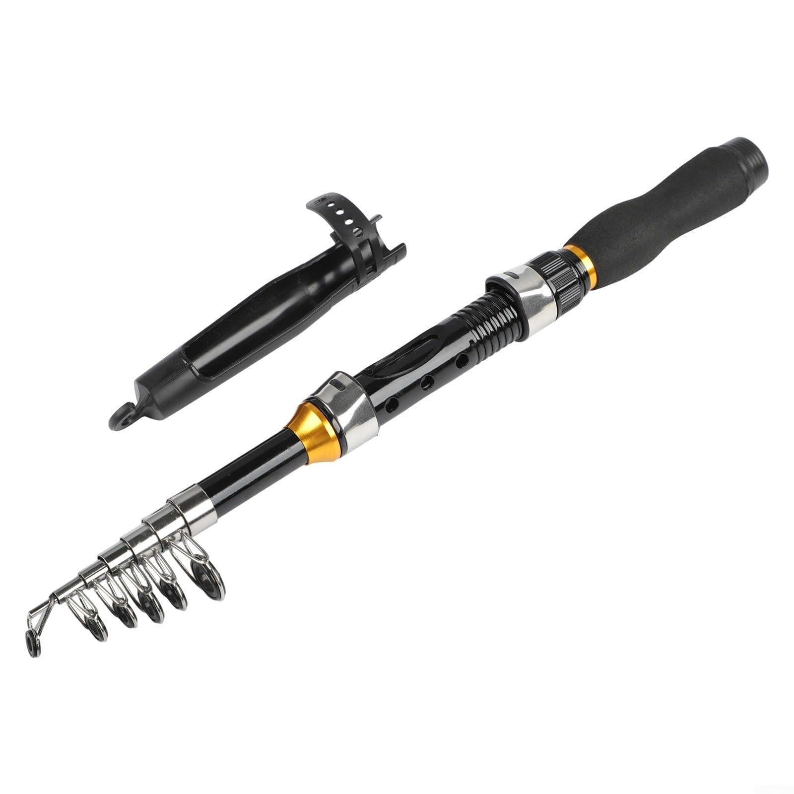 Evenoonest Telescopic Fishing Rod, Carbon Fiber for MINI Pocket Pen Rod 1M 1.2M 1.5M Lightweight Portable Travel Gear for Anglers Outdoor Camping(1.2M Black)