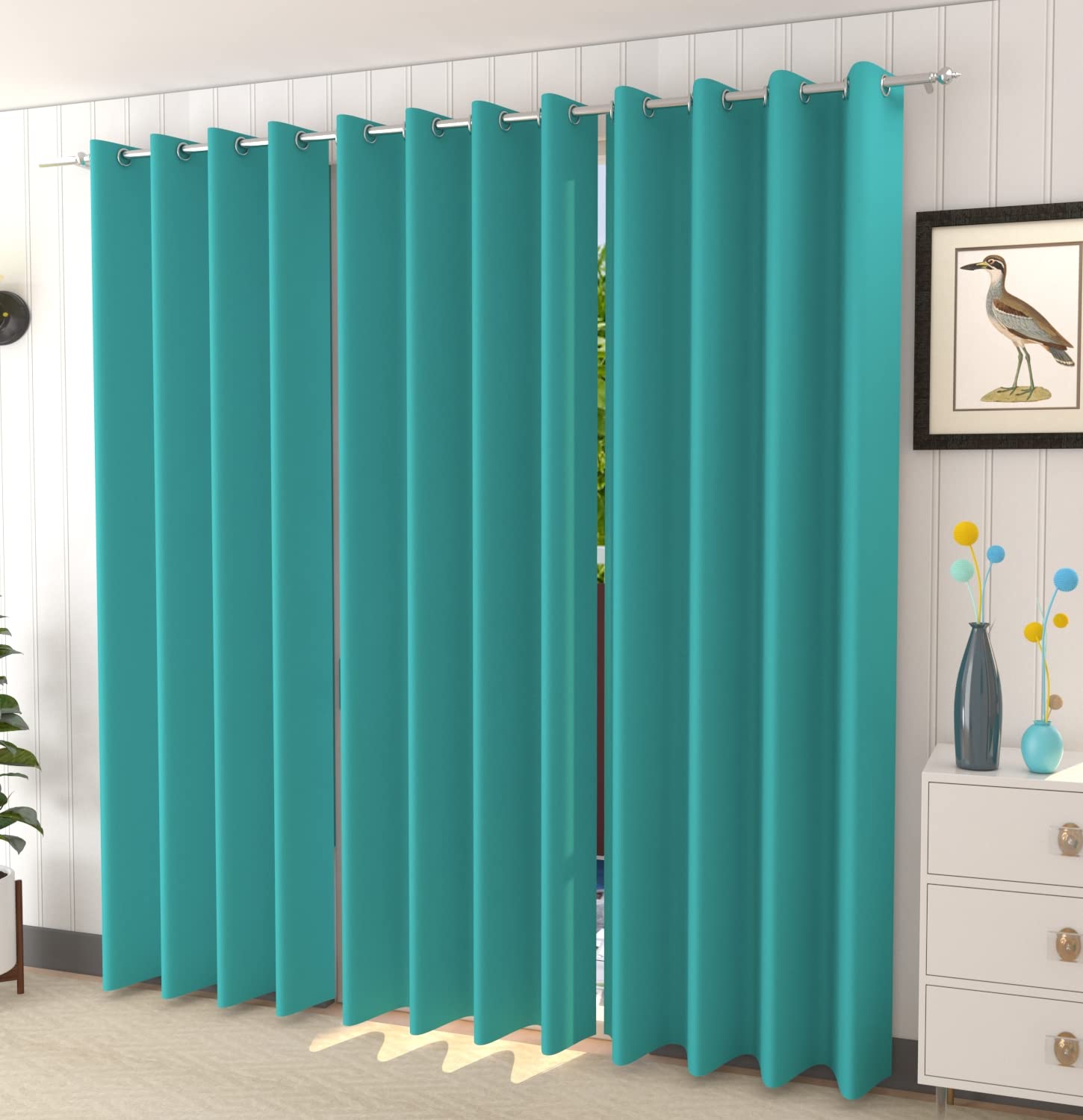 HOME UTSAV 3 Piece Blackout Curtain Thermal Insulated Room Darkening Curtains for Window 5 Feet, Aqua (B0B3VT4J69) Amazon Price History, Amazon Price Tracker