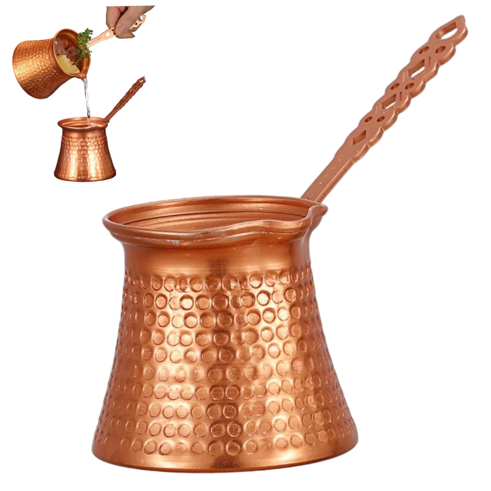 Caffettiera turca, caffettiera turca in rame vintage da 330 ml con manico per la cucina del tè al burro e al latte.