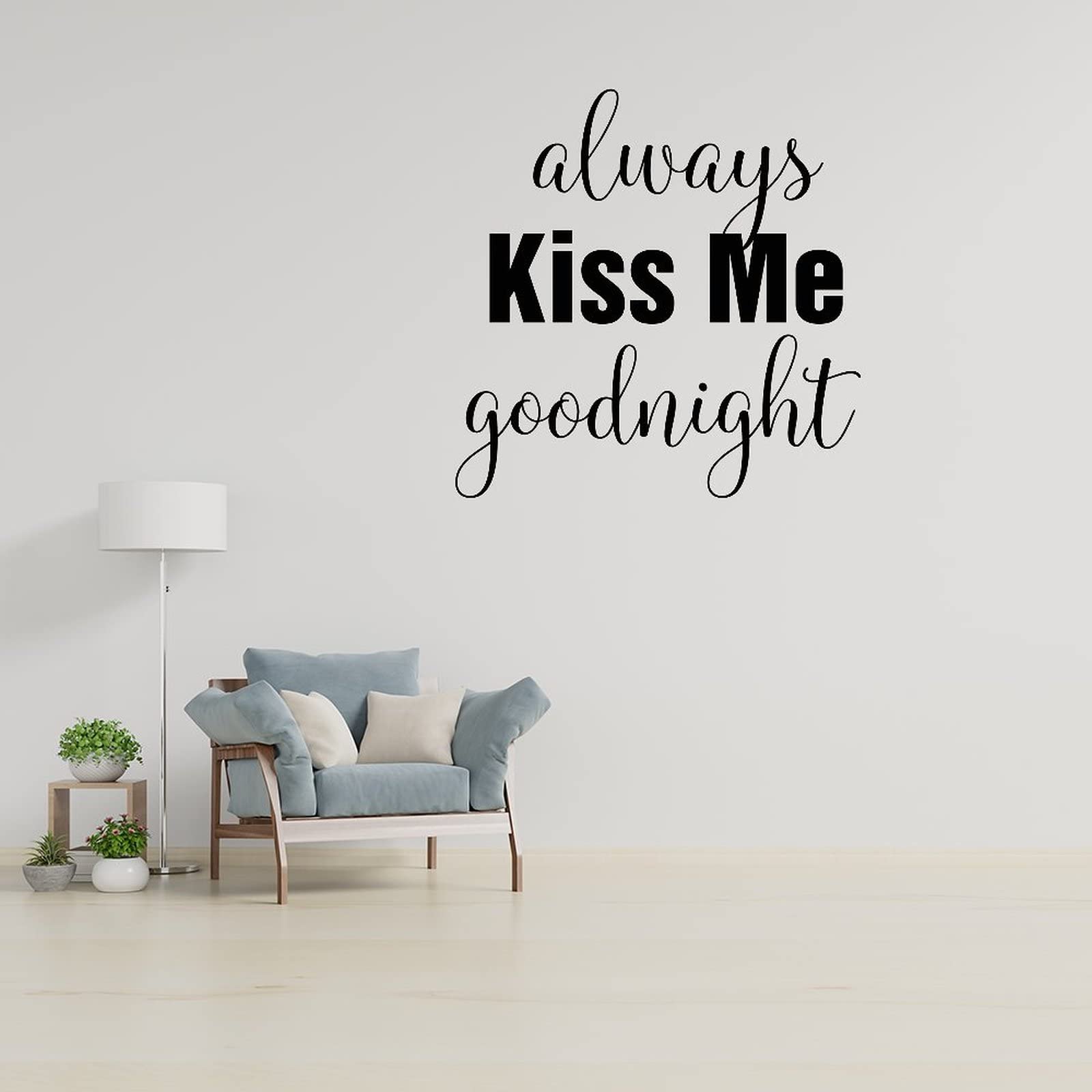 Autocollants muraux Always Kiss Me Goodnight pour celebrer l'amour a la maison