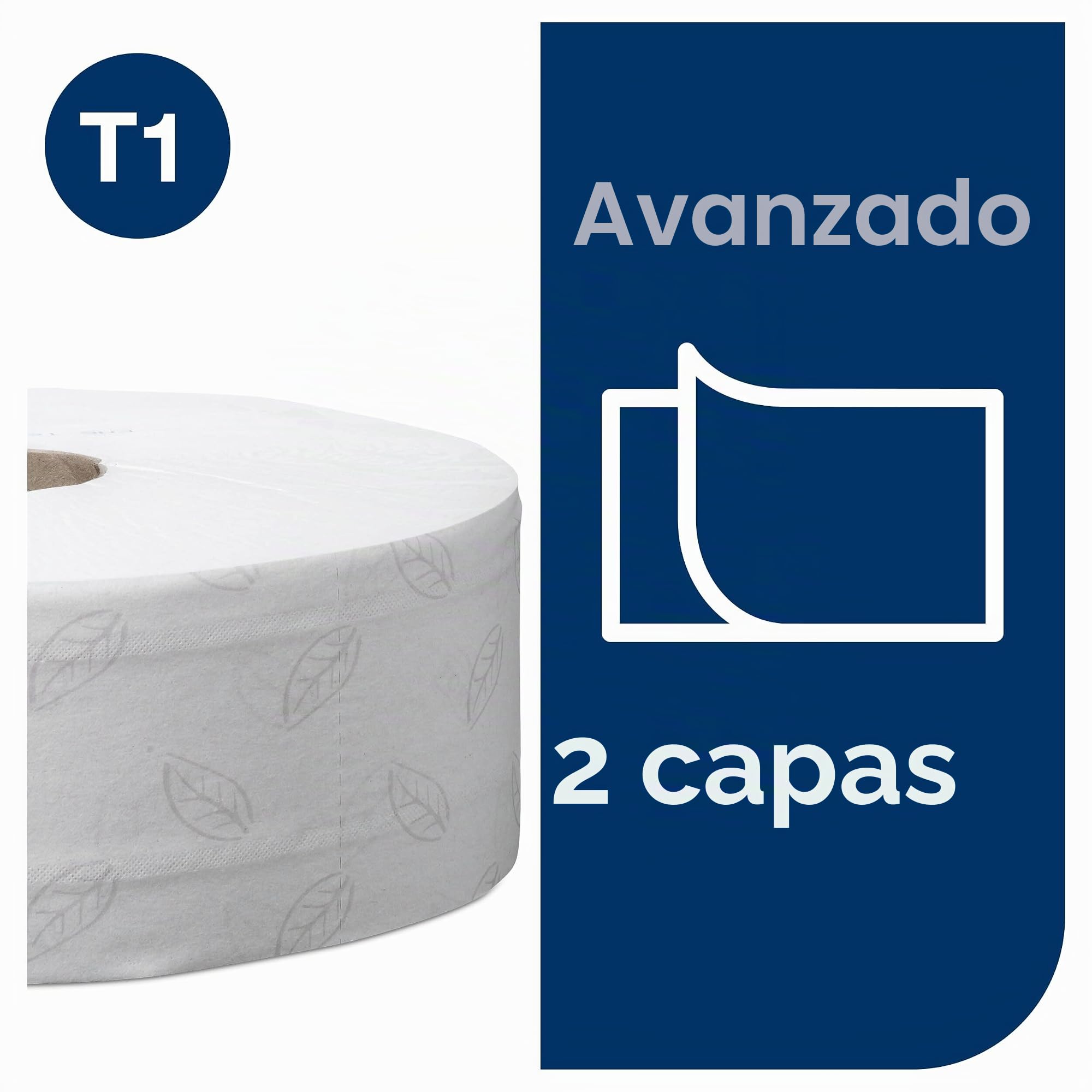 Tork 472118 Rollos de papel higiénico Jumbo Advanced de larga duración de 2 capas compatibles con el sistema higiénico Jumbo Tork T1, 6 rollos (6 x 1900 hojas)