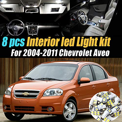 Kit de 8 lámparas LED blancas super 6000K para interior Chevrolet Aveo
