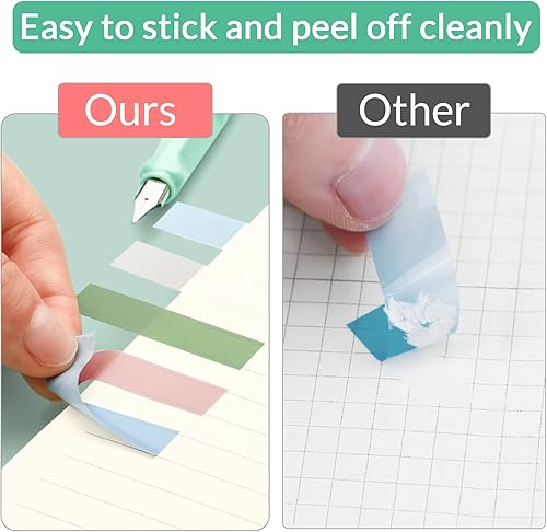 Miniatura 5 de Cinvo 1200 pestañas adhesivas de índice, marcadores de página, pestañas autoadhesivas con pestañas de archivo de regla, banderas para leer notas,