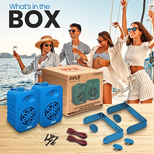 Image of PyleUsa Indoor Outdoor Speakers Pair - 500 Watt Dual Waterproof 5.25 inch 2-Way Full Range System w / 1 /2 inch High Compliance Polymer Tweeter - in-Home, Boat, Marine, Deck, Patio, Poolside (Blue) - PDWR55BL