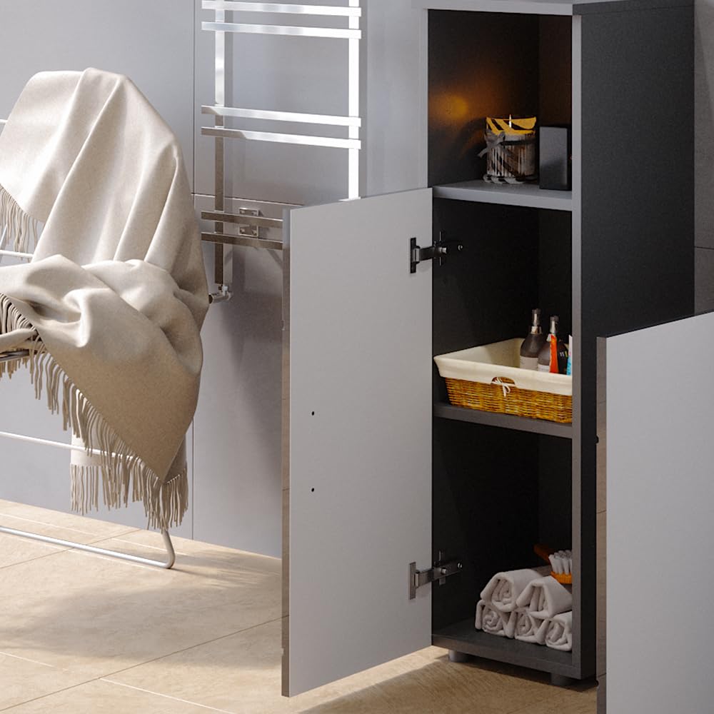 Vicco Mobiletto bagno Irma, Antracite lucido, 30 x 95 cm | per la conservazione di accessori da bagno e combinabile con Irma