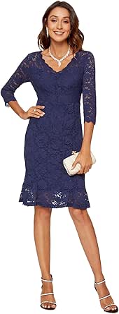 APART Damen Spitzenkleid - Romantisches Midikleid Mit Blumen-Spitze