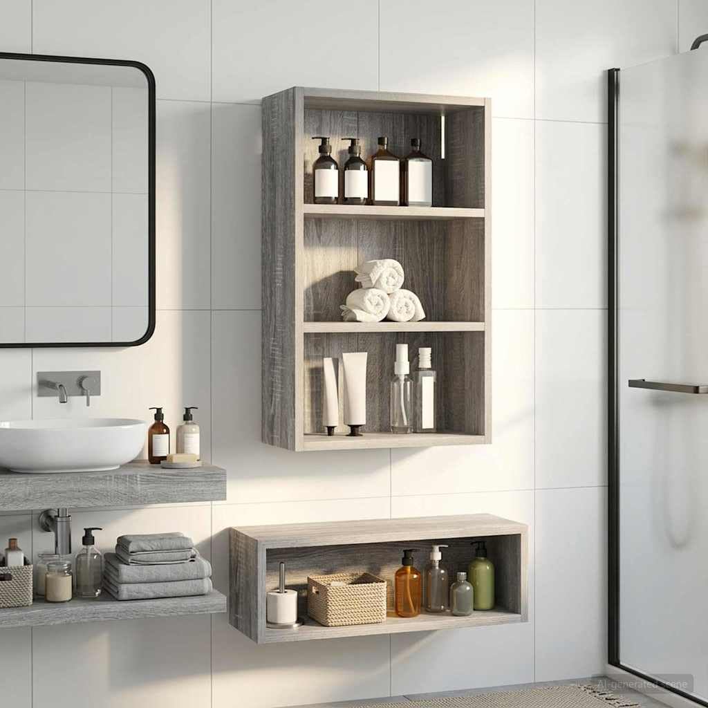 vidaXL Armario de Pared para baño Gris Sonoma 40 x 16 x 62,5 cm, Armario de baño Moderno, Estante Rectangular, Almacenamiento práctico, Ahorro de Espacio, diseño Elegante y contemporáneo